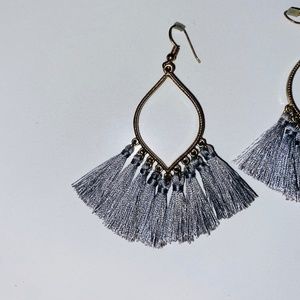 Grey + Gold Tassel Earrings